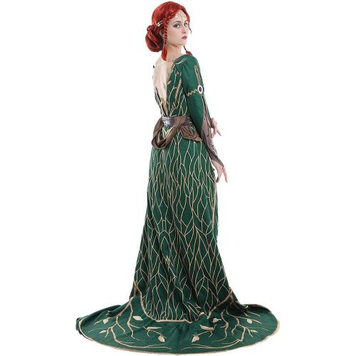  할로윈 용품miccostumes Womens Triss Merigold Alternative Look DLC Outfit Cosplay Costume Dress Robe