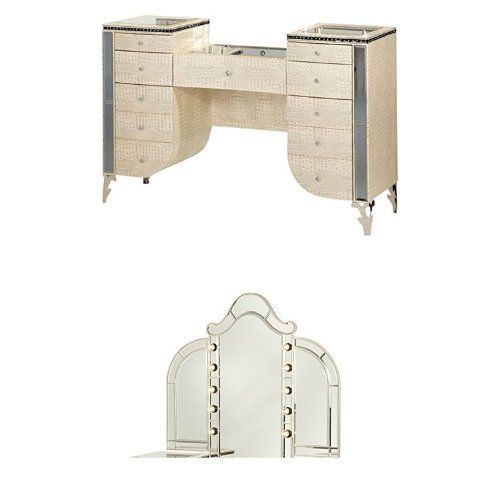  Michael Amini Hollywood Swank Vanity and Mirror, Crystal Croc