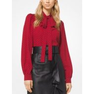 Michael Kors Collection Polka Dot Silk-Georgette Tie-Neck Blouse