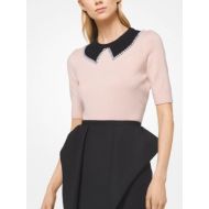Michael Kors Collection Pearl Embroidered Cashmere Trompe L’Oeil Pullover