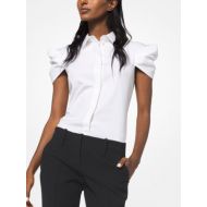Michael Kors Collection Stretch Cotton-Poplin Draped Shirt
