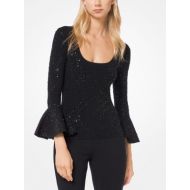 Michael Kors Collection Sequined Stretch-Viscose Bell-Cuff Top