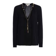 Michael Kors Chain detailed black silk blouse