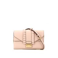 Michael Kors Sloan ruffled soft pink clutch