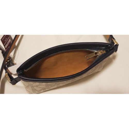 마이클 코어스 Michael Kors MK Leather Fanny Pack, Vanilla/Navy,Size Medium