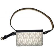 Michael Kors MK Leather Fanny Pack, Vanilla/Navy, Size Large