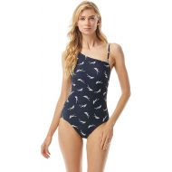Michael Kors Signature Feather One Shoulder One-Piece with Removable Soft Cups