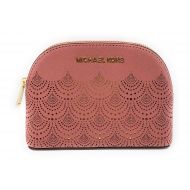 Michael Kors Jet Set Travel Saffiano Leather Lace Cosmetic Travel Pouch in Rose
