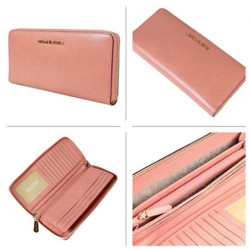 마이클 코어스 Michael Kors Jet Set Travel Leather Large Zip Continental Wallet (Peach)