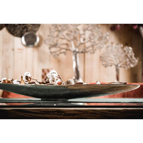  Michael Noll Decorative Plate / Serving Plate Ship-Shaped Aluminium Silver XXL 80 cm