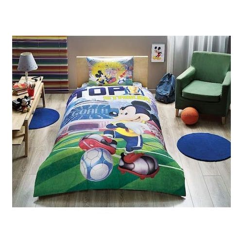  Mickey Mouse Goal Bedding 3 PCS Duvet Cover Set New Licensed 100% Cotton / Disney Mickey Mouse Goal Twin Size Quilt Duvet Cover Set