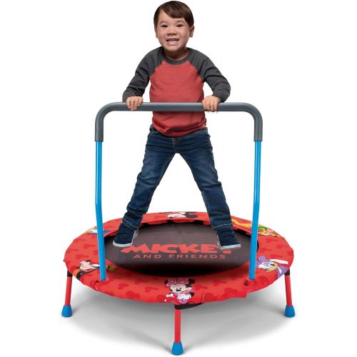  Mickey Mouse WEEE DO Mickey and Friends Mini Trampoline with Removeable Handlebar, 3ft. 55 lbs Max
