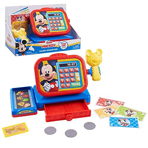  Disney Junior Mickey Mouse Funhouse Cash Register with Realistic Sounds, Pretend Play Money and Scanner, by Just Play