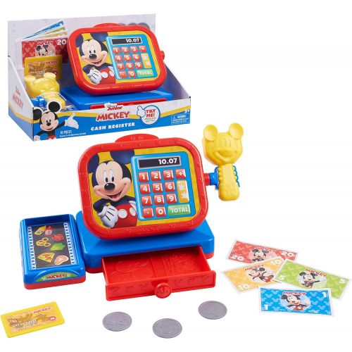  Disney Junior Mickey Mouse Funhouse Cash Register with Realistic Sounds, Pretend Play Money and Scanner, by Just Play