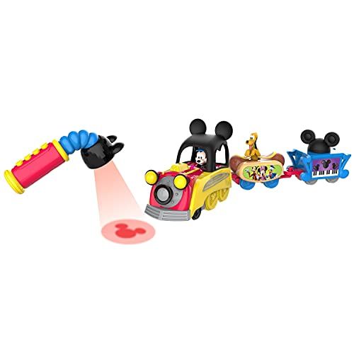  Disney Junior Mickey Mouse Funhouse Light the Way Train, Musical Toy Train Set with Controller, Preschool, Amazon Exclusive , by Just Play