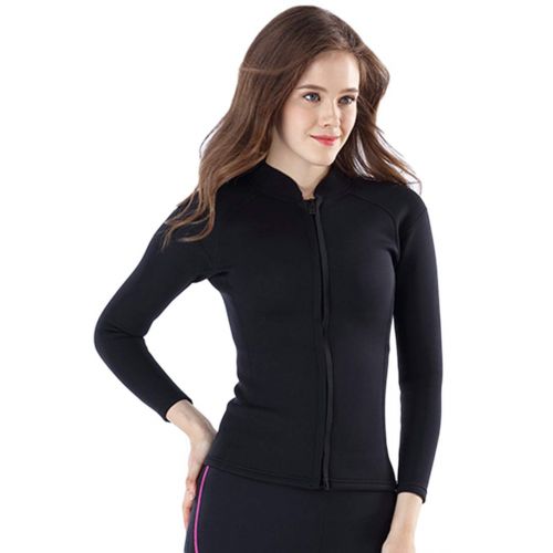  Micosuza Womens Wetsuit Jacket Premium Neoprene 2mm Long Sleeve Front Zip Wetsuit Top