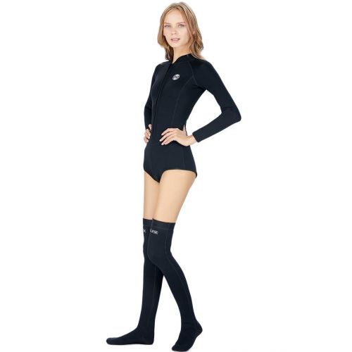  Micosuza Womens Shorty Wetsuit One Piece Long Sleeve Front Zip 2mm Neoprene, Water Fin Socks Thermal Wetsuit Stockings for Surfing Snorkeling Diving