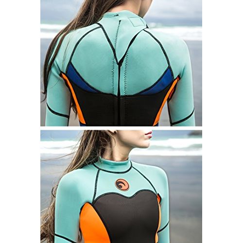  Micosuza Womens Full Wetsuits Premium 1.5mm Neoprene Long Sleeve Long Leg Back Zip for Diving Snorkeling Swimming