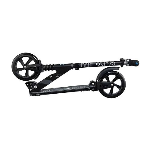  Micro Kickboard - Suspension Scooter - Two Wheeled, Fold-to-Carry Swiss-Designed Micro Scooter for Teens & Adults with Large Wheels and Patented Suspension for Ages 13+ (Black)