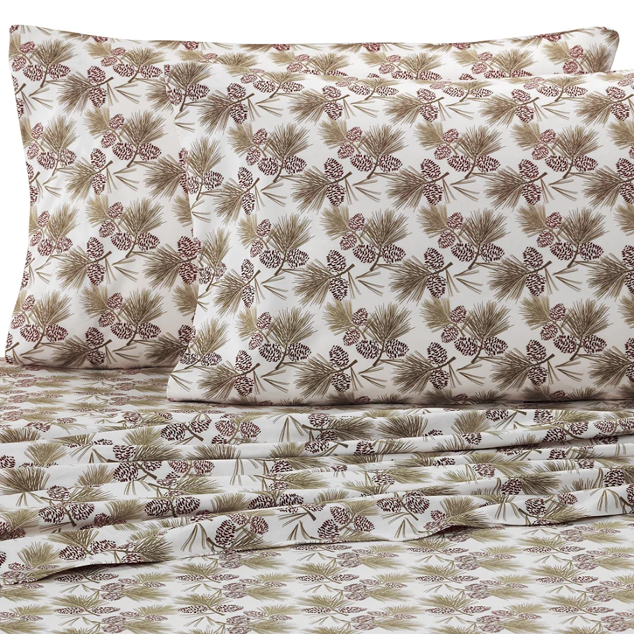 Micro Flannel Printed Pinecone Sheet Set