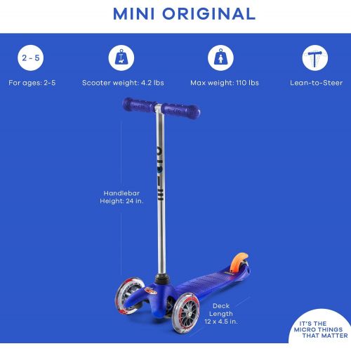  Micro Kickboard - Mini Original 3-Wheeled, Lean-to-Steer, Swiss-Designed Micro Scooter for Preschool Kids, Ages 2-5