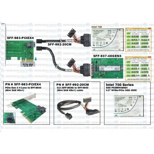  Micro SATA Cables M.2 to U.2 SFF-8639 PCIe X4 GEN 3 Adapter with Quick Release Clip