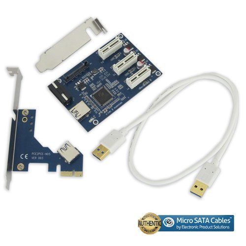  Micro SATA Cables PCI-E Express 3 Port 1X Multiplier Riser Card Mining Cable