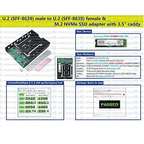  Micro SATA Cables 3.5 Inch SFF-8639 to U.2 M.2 NVMe SSD Caddy