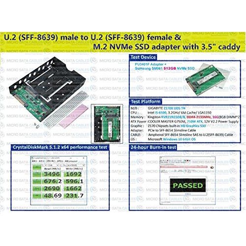  Micro SATA Cables 3.5 Inch SFF-8639 to U.2 M.2 NVMe SSD Caddy