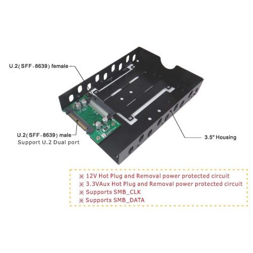  Micro SATA Cables 3.5 U.2 Male to Female Caddy with 12V and 3.3V Aux Hot Plug