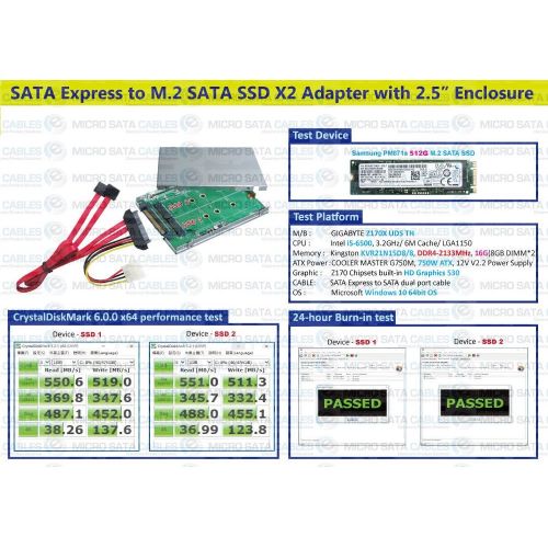  Micro SATA Cables SATA Express to M.2 B Key Dual Port Adapter with Dual SATA Port Cable