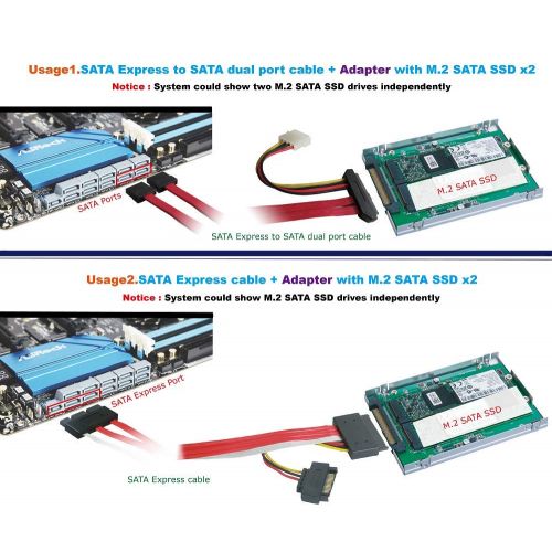  Micro SATA Cables SATA Express to M.2 B Key Dual Port Adapter with Dual SATA Port Cable