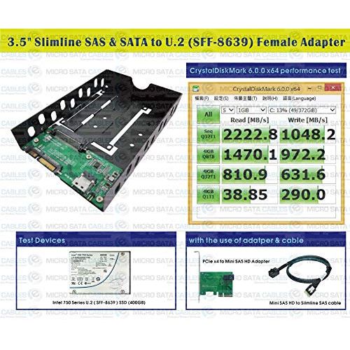  Micro SATA Cables Slimline SAS (SFF-8654) Plus SATA to 2.5 Inch U.2 SSD Adapter