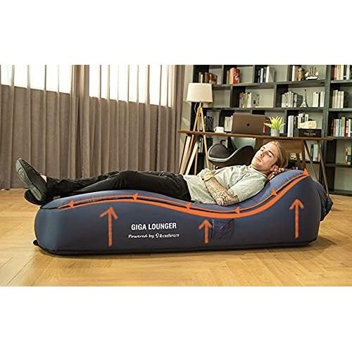  MicroNovelty GIGA Lounger GS1:one-Key Automatic Inflatable Lounger,Integrated Electric Pump & Power Bank,Inflate with just one Click,100s Fast Inflating,150kg Bear Weight,Wear-Resi