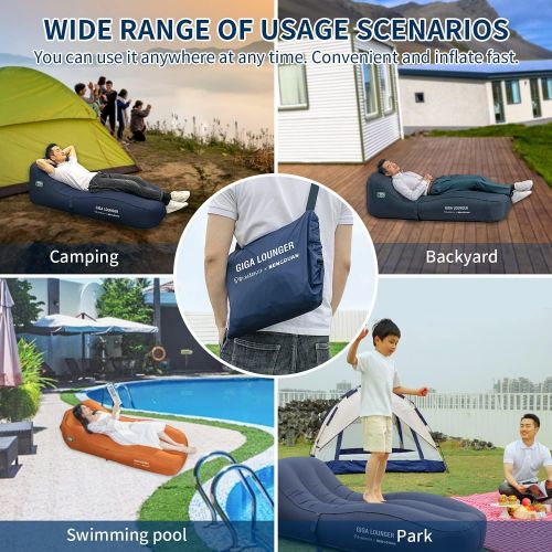  MicroNovelty GIGA Lounger GS1:one-Key Automatic Inflatable Lounger,Integrated Electric Pump & Power Bank,Inflate with just one Click,100s Fast Inflating,150kg Bear Weight,Wear-Resi