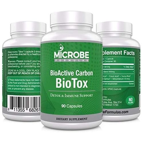  Microbe Formulas: BioActive Carbon BioTox - Dietary Supplement - Systemic Biotoxin BInder - 90 Capsules - Immune System Support- Increased Bonding - Unique Carbon Forms - No Filler