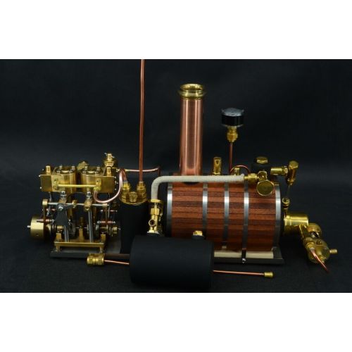  Microcosm New Two-cylinder steam engine Live Steam with Steam Boiler With P5