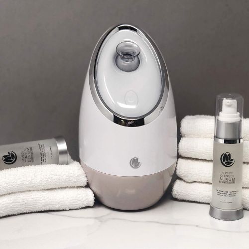 Facial Steamer SPA+ by Microderm GLO BEST Nano Ionic Warm Mist, Home Face Sauna & Portable Humidifier Machine. Perfect for Deep Cleaning Pores, Blackhead Removal, Acne Treatment &