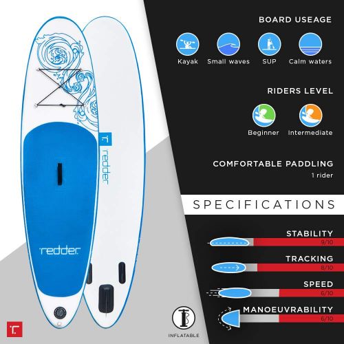  Microfiber redder Stand Up Paddle Board Inflatable SUP Board Vortex All Round Adult and Kids Paddle Board with Leash, Paddle, Backpack, Pump, Repair Kit, Non-Slip Deck | 10 Long 31 Wide 4.75