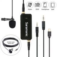 Saramonic Lavalier Lapel Microphone with Omnidirectional Condenser Clip-on Mic, Dual Channels for iPhone,Ipad, Android Smartphone, Camera, DSLR, Sony, PC, Laptop,Gopro Recording Youtube,Inte