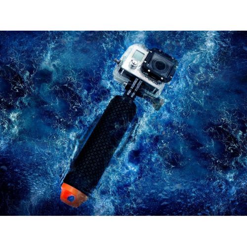  Micros2u micros2u Schwimmender Griff, verstellbar, schwimmender Griff, Handgriff-Halterung fuer Actionkamera GoPro Hero. Kleinigkeiten-Innenfach; texturierter Silikongriff fuer einfachen Halt