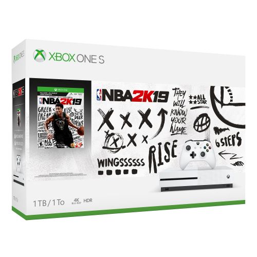  Microsoft Xbox One S 1TB NBA 2K19 Bundle, White, 234-00575