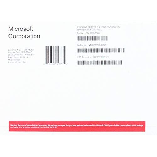  Microsoft Server 2019 User CAL 5pk