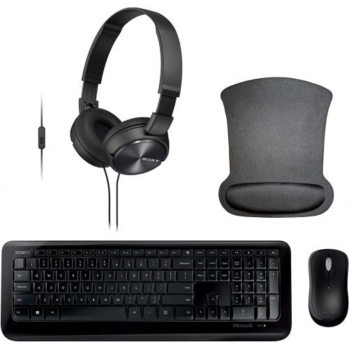 Microsoft Wireless 850 Remote Work Bundle with Wireless Keyboard, Mouse, Headset with Microphone, and Gel Mousepad