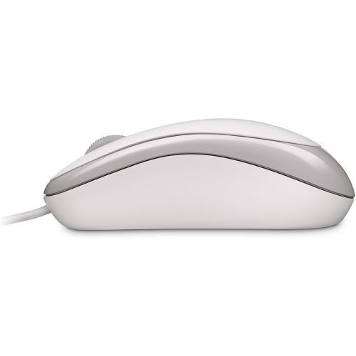  Microsoft Basic Optical Mouse - White. Comfortable, Right/Left Hand Use, Ergonomic Design, Wired USB Mouse, for PC/Laptop/Desktop