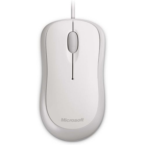  Microsoft Basic Optical Mouse - White. Comfortable, Right/Left Hand Use, Ergonomic Design, Wired USB Mouse, for PC/Laptop/Desktop