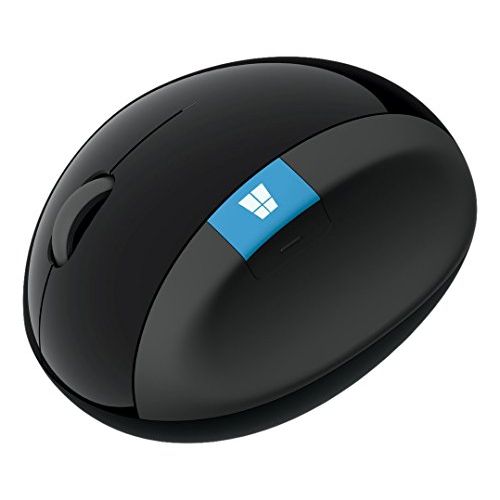  Microsoft Sculpt Ergonomic Mouse, Black - Wireless Mouse for Natural Wrist Comfort with 4-Way Scroll Wheel for PC/Laptop/Desktop, works with Mac/Windows 8/10/11 Computers