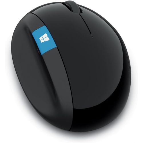  Microsoft Sculpt Ergonomic Mouse, Black - Wireless Mouse for Natural Wrist Comfort with 4-Way Scroll Wheel for PC/Laptop/Desktop, works with Mac/Windows 8/10/11 Computers