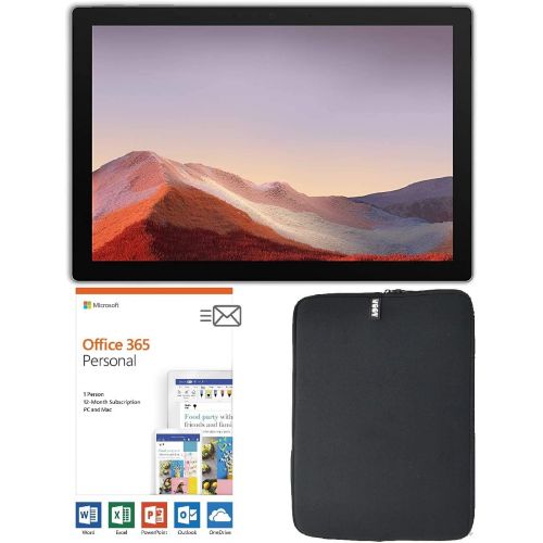  Newest Microsoft Surface Pro 7 12.3 Inch Touchscreen Tablet PC Bundle w/Office 365 Personal (1 Year) & Sleeve, Intel 10th Gen Core i3, 4GB RAM, 128GB SSD, Windows 10, Platinum (Lat