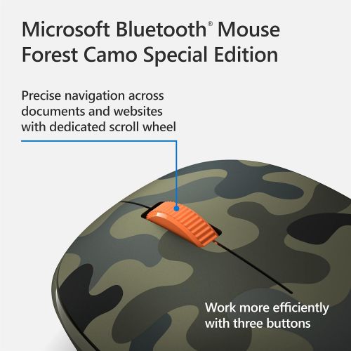  Microsoft Bluetooth Mouse - Forest Camo. Compact, Comfortable Design, Right/Left Hand Use, 3-Buttons, Wireless Bluetooth Mouse for PC/Laptop/Desktop, Works with for Mac/Windows Com